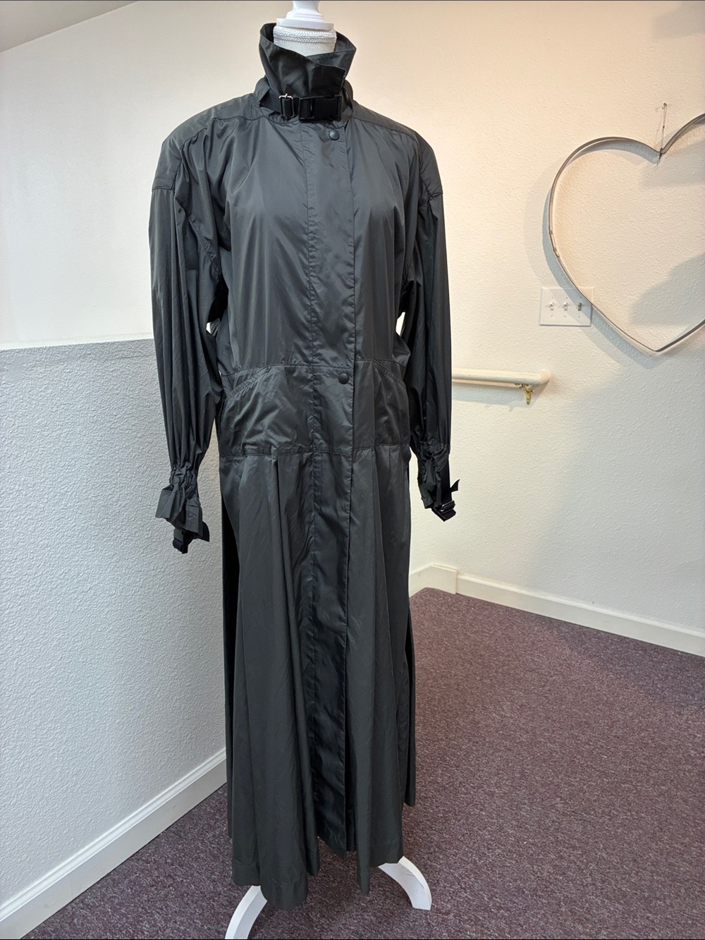 Issey Miyake Long Dark Gray Buckle Lightweight Long Trench Coat Size M
